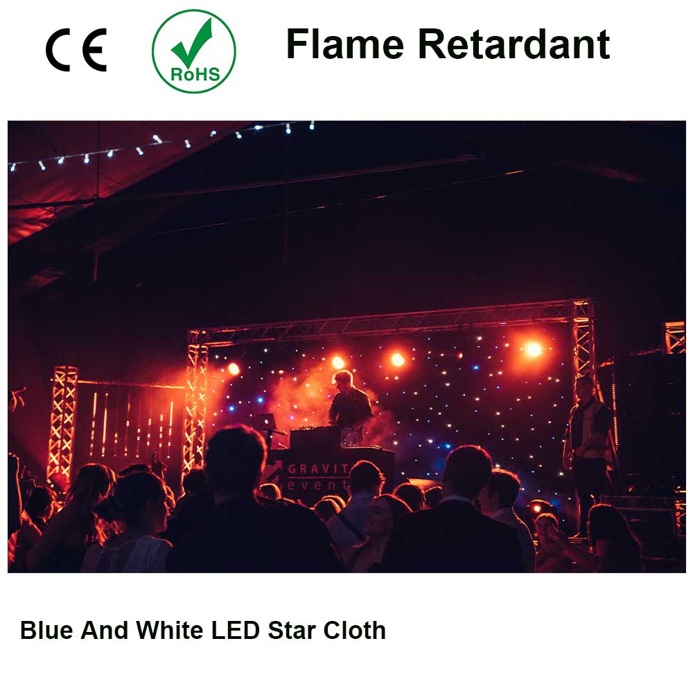 Fire resistance 3mx4m Stage Backdrop DJ LED Star Cloth Background