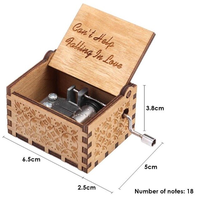 Handmade Wooden Carving Music Box Romantic Theme