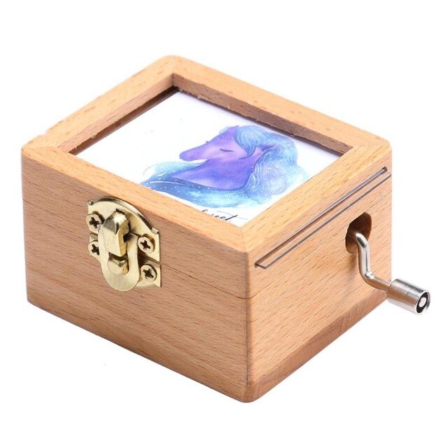Handmade Wooden Carving Music Box Romantic Theme
